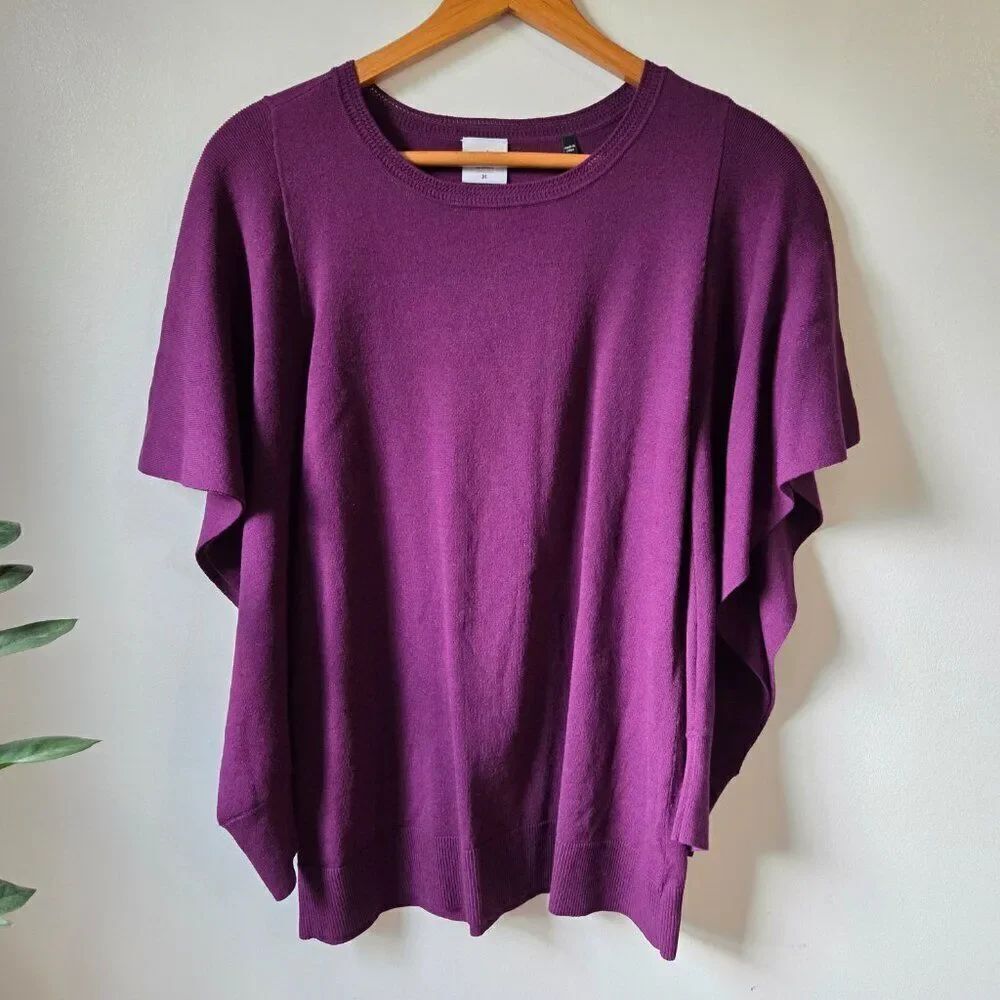 EUC CABI AUBERGINE WIDE COLD SLEEVES TOP SIZE M
